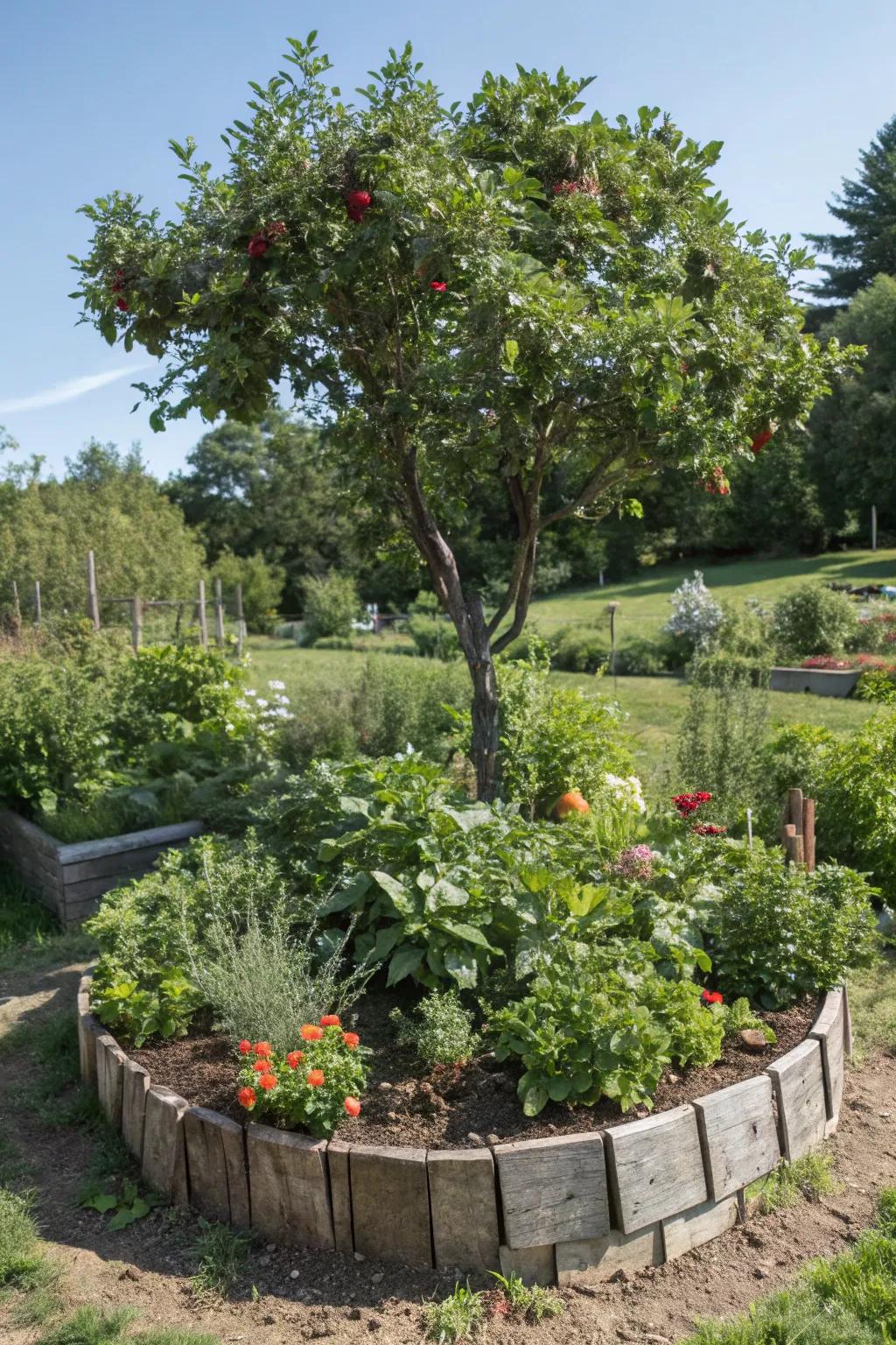 Edible plants add flavor and function to your tree island.