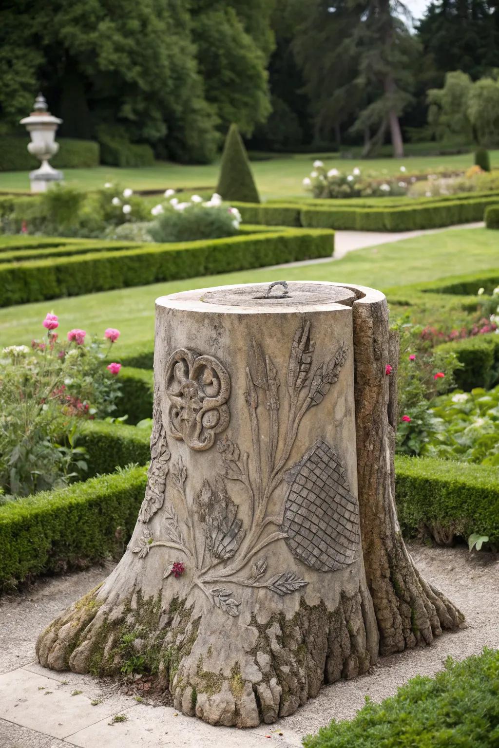 A sculptural surprise crafted from a tree stump.