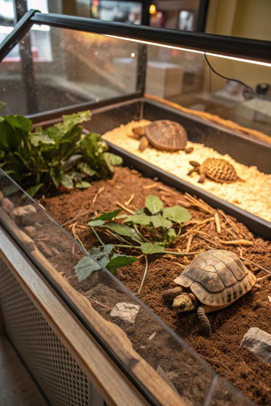An earth-friendly substrate setup for turtles.