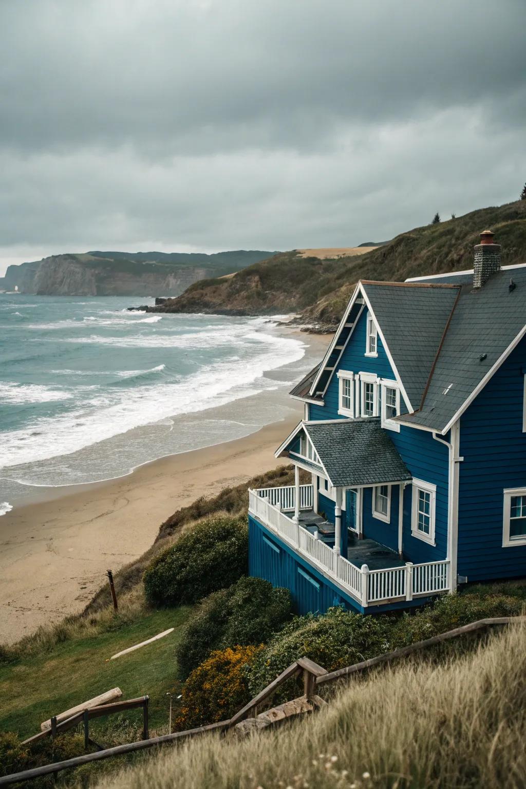 Deep blue and white evoke a nautical, calming feel.
