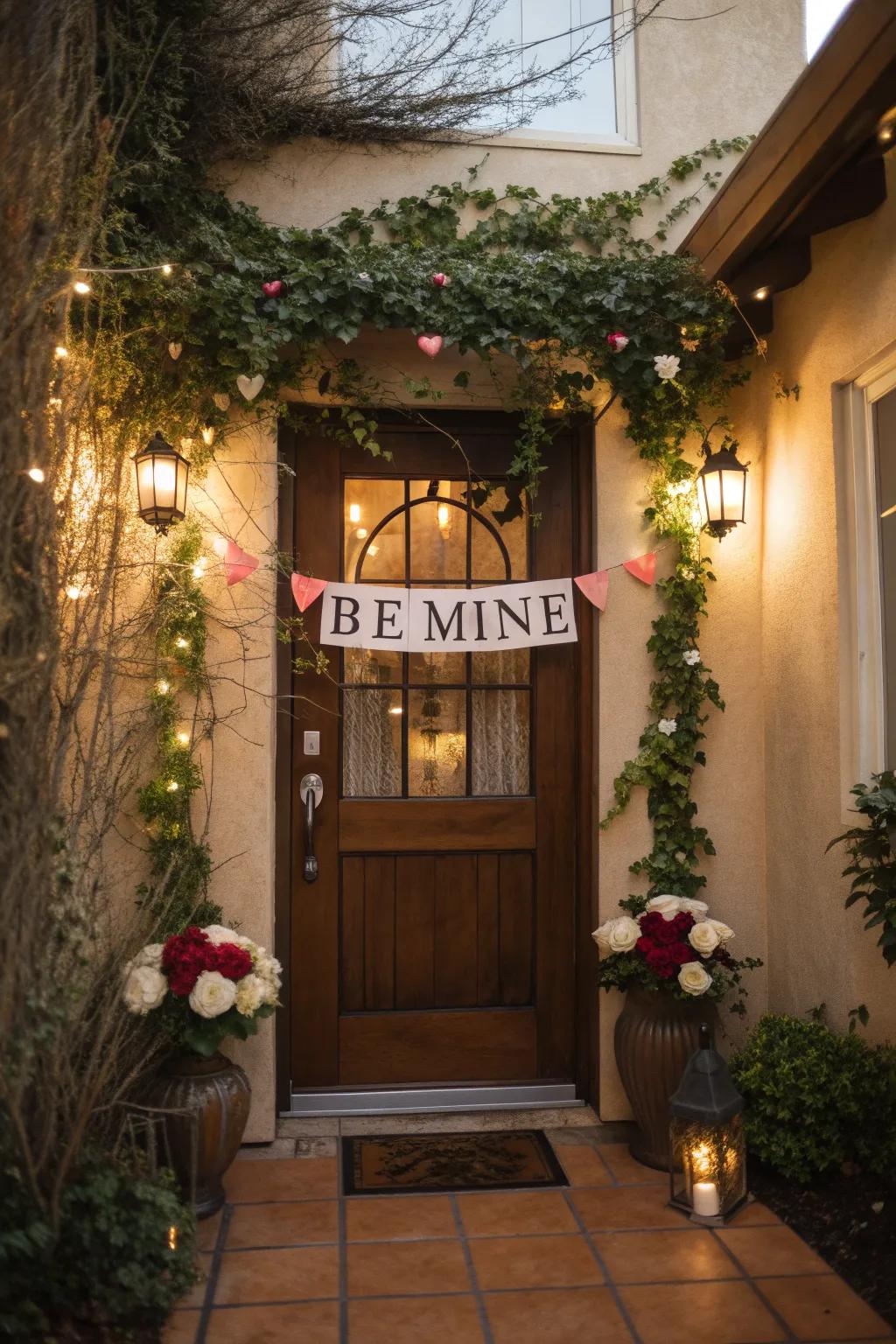 A sweetheart banner adds a simple yet impactful message to your door.