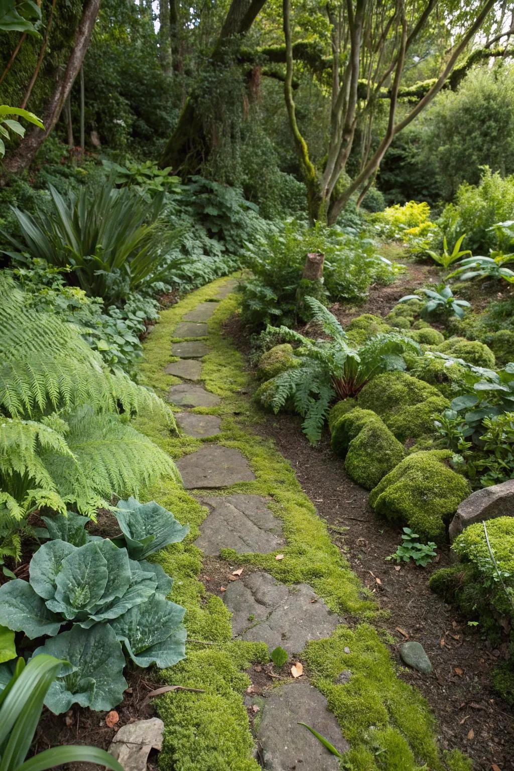 Moss pathways add an enchanting touch to your garden.