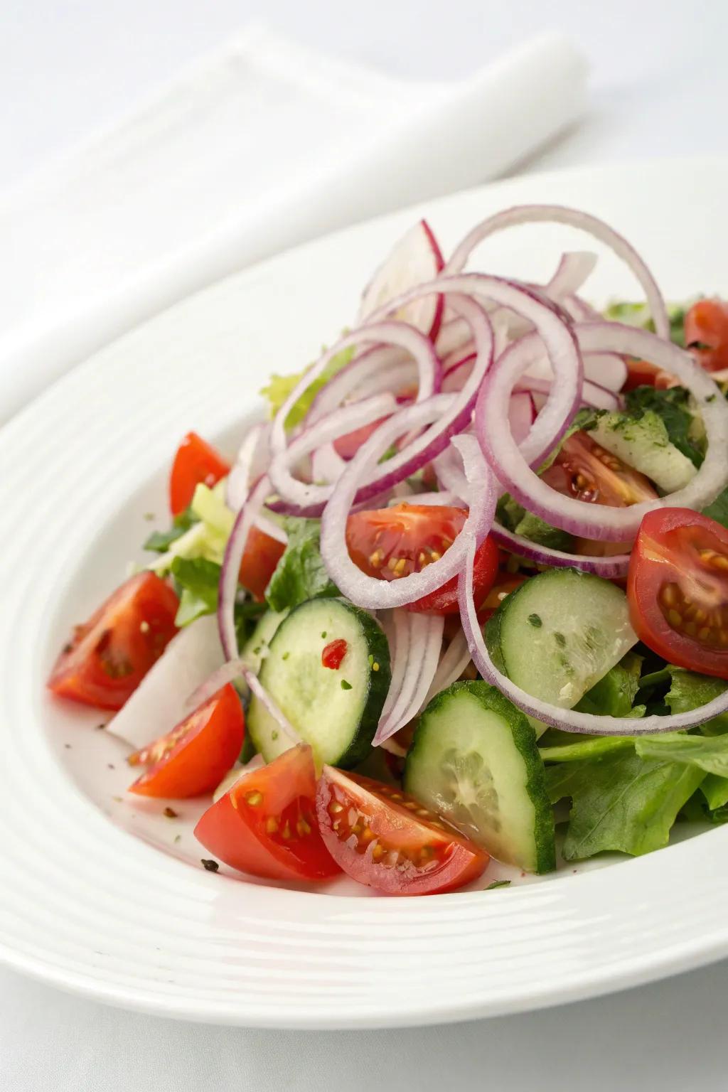Vibrant red onions add color and a sharp bite to salads.