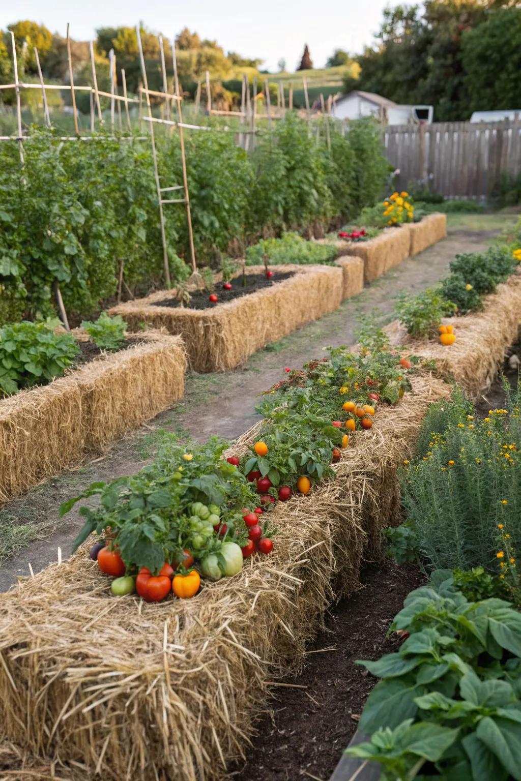 Straw bale gardening offers a quick and sustainable planting solution.