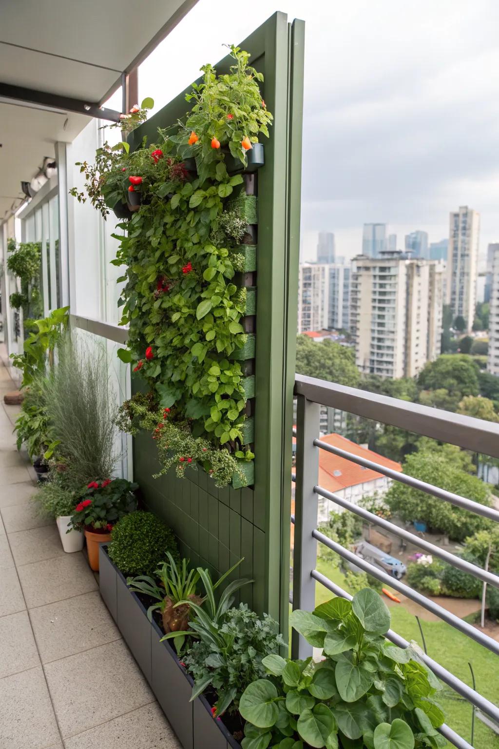 Green wall systems add a modern touch to vertical gardening.