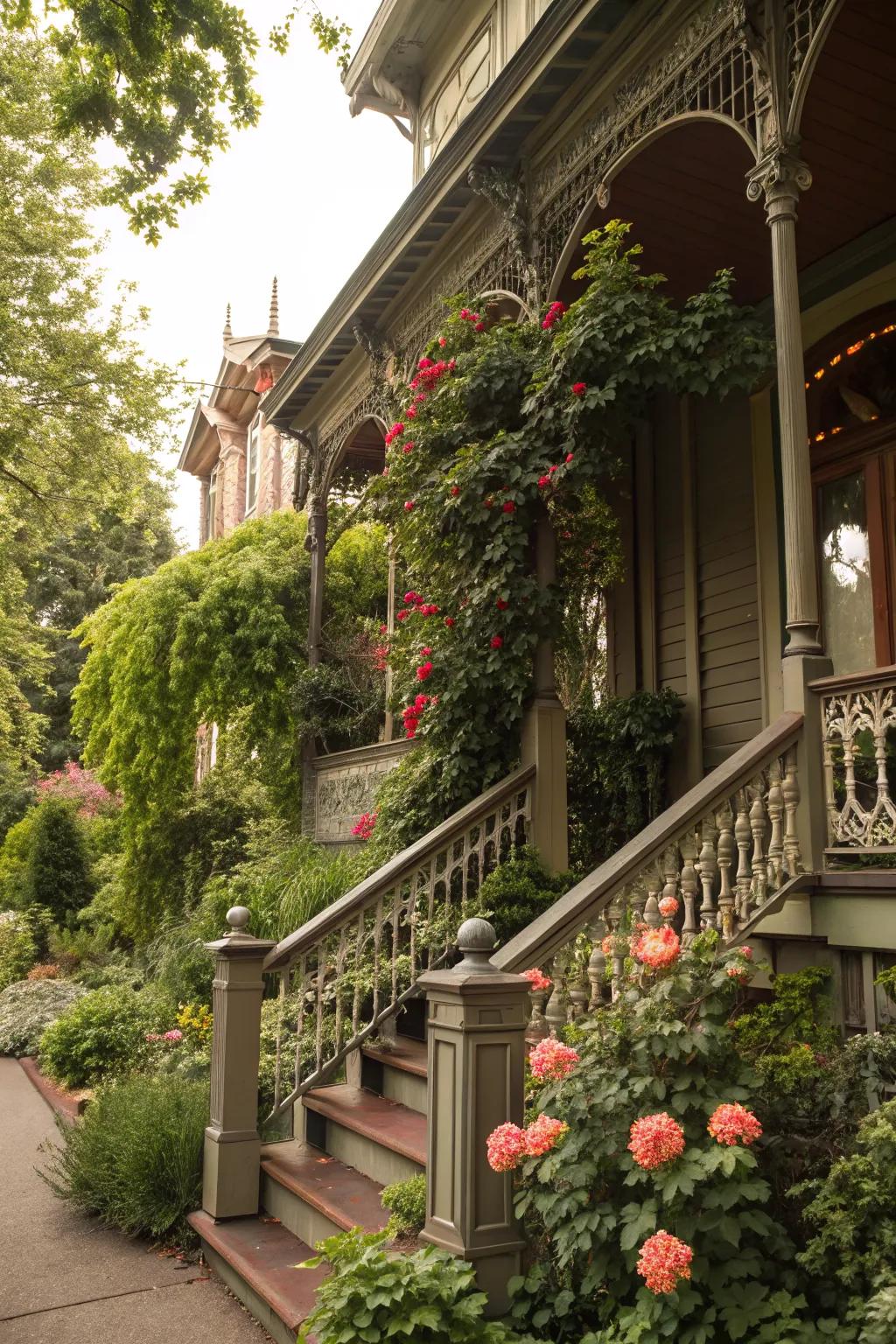 Climbing plants add natural beauty.