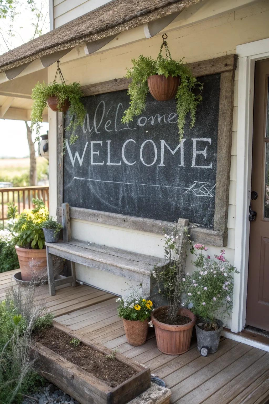 Chalkboards offer a fun way to greet guests.