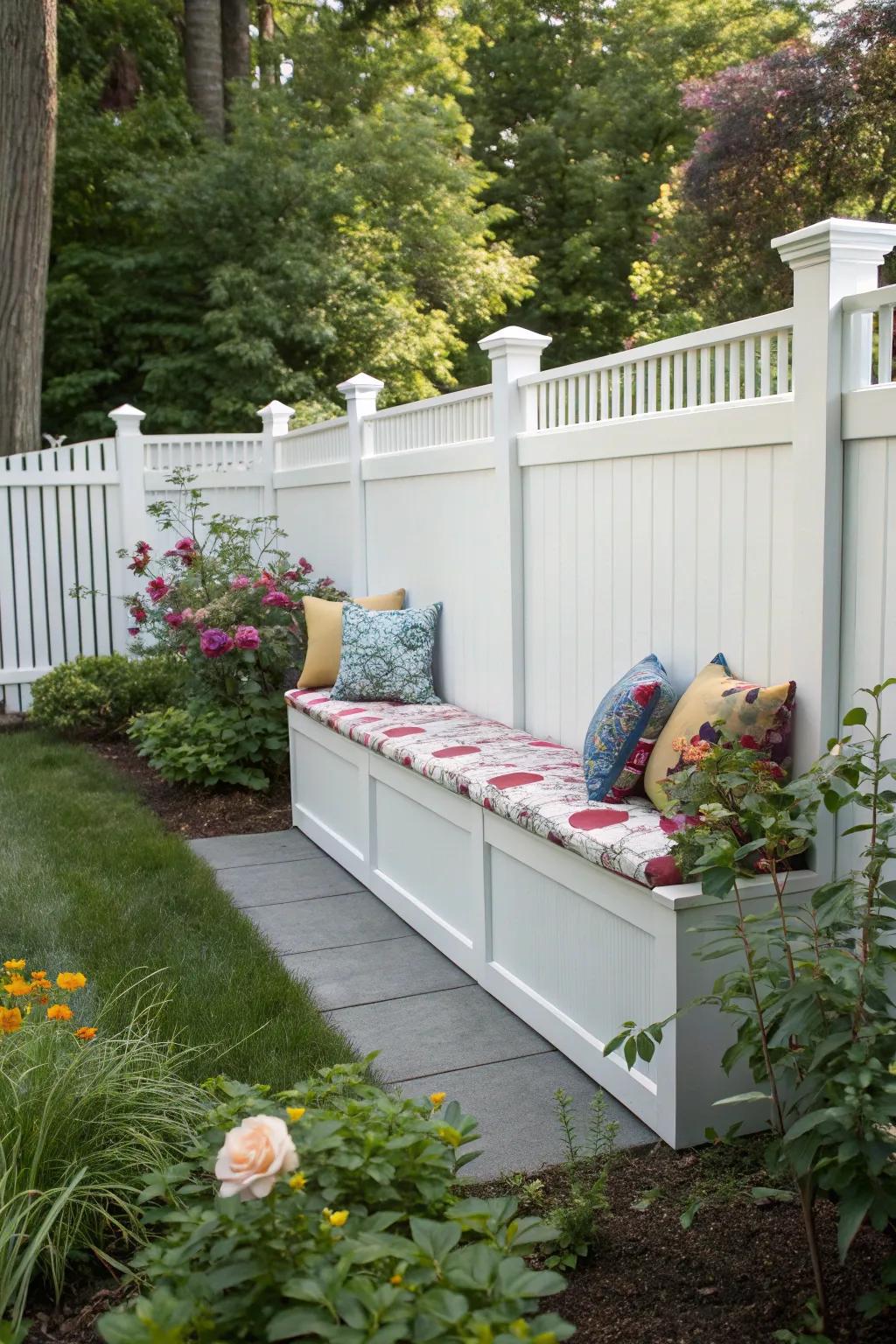 Add functionality with a fence featuring built-in seating.
