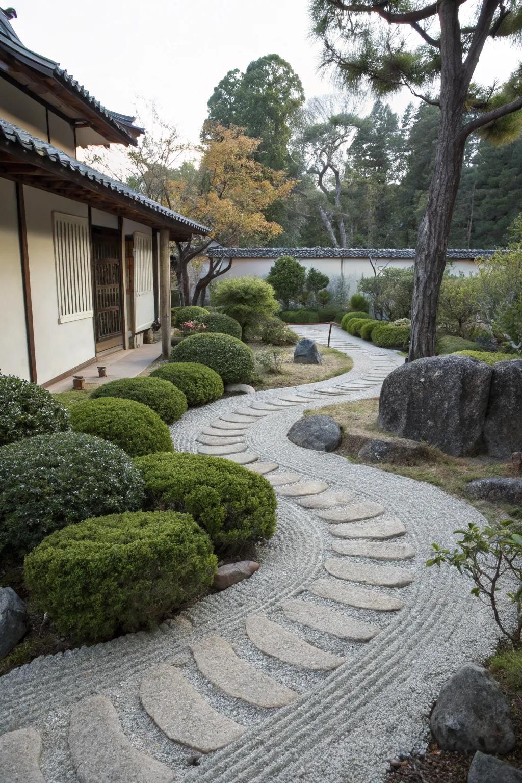 A Zen-style path that invites calm and reflection.