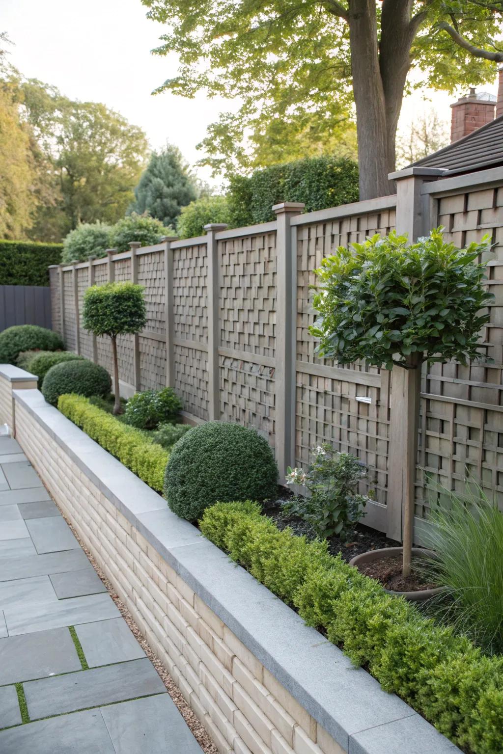 Add texture and interest with a unique basket weave pattern for your fence.