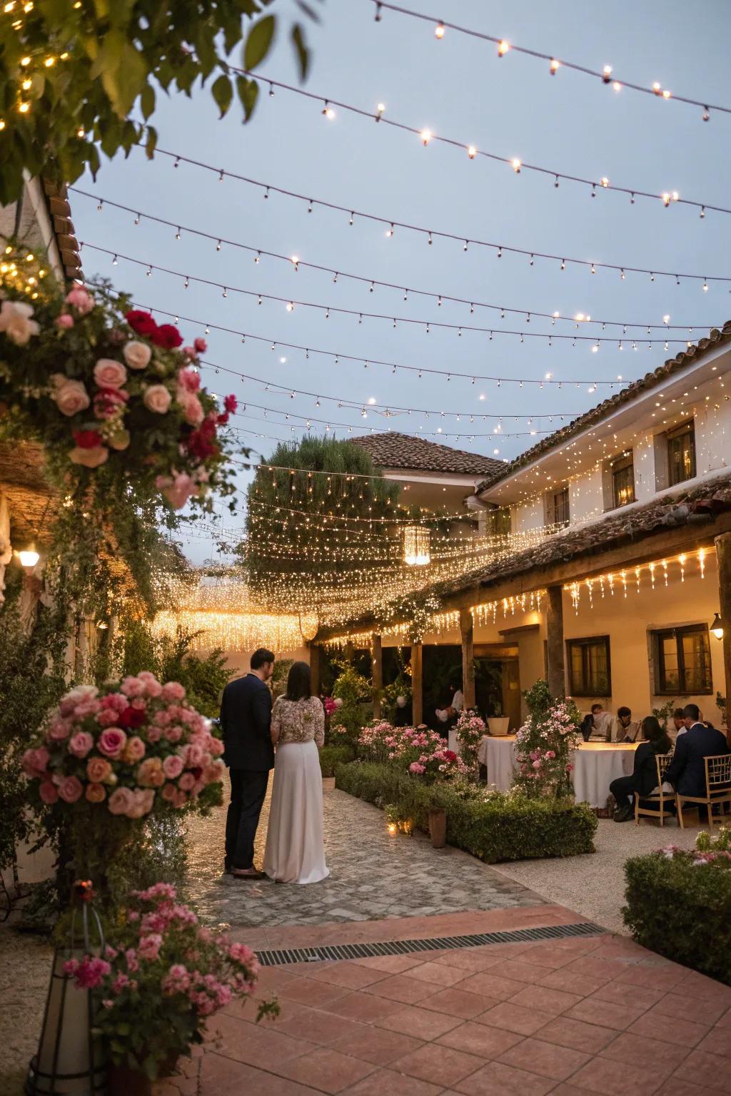 A charming courtyard wedding with intimate decor