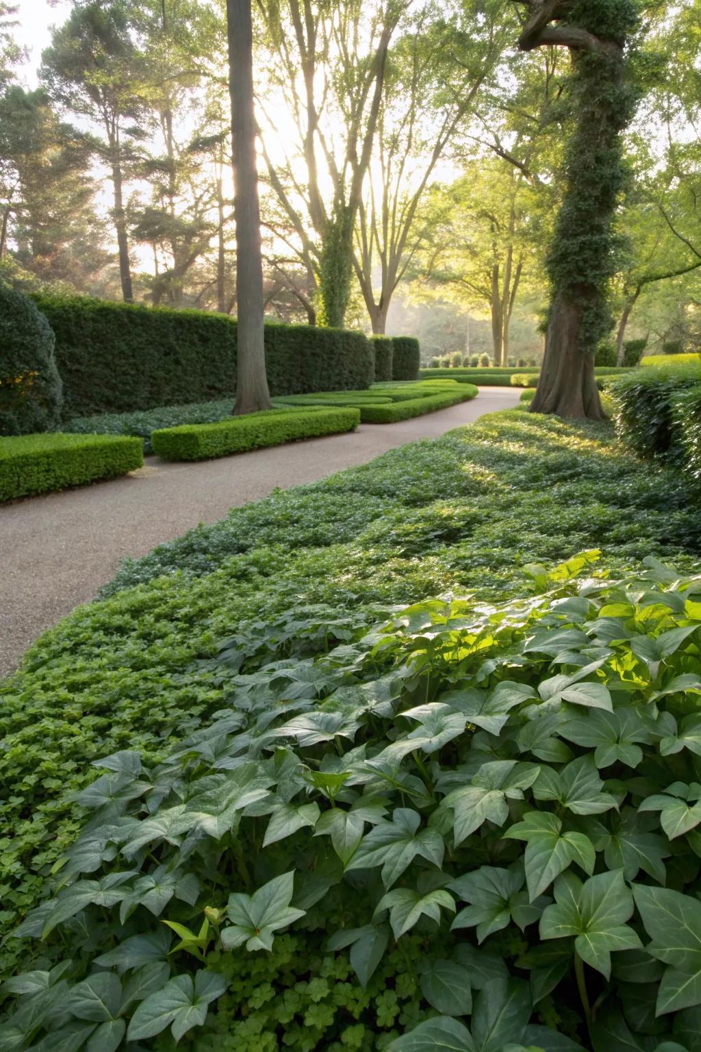 Ground covers provide a lush, weed-suppressing carpet.