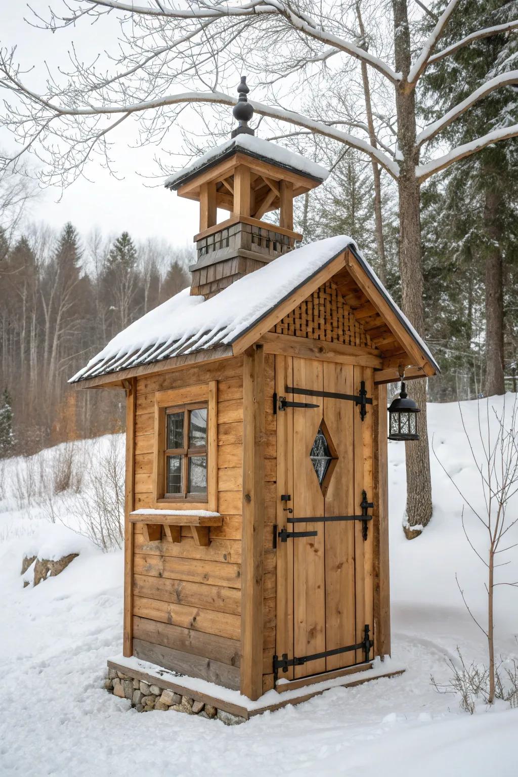 Craftsmanship at its finest: A cozy, insulated pump house perfect for winter resilience.