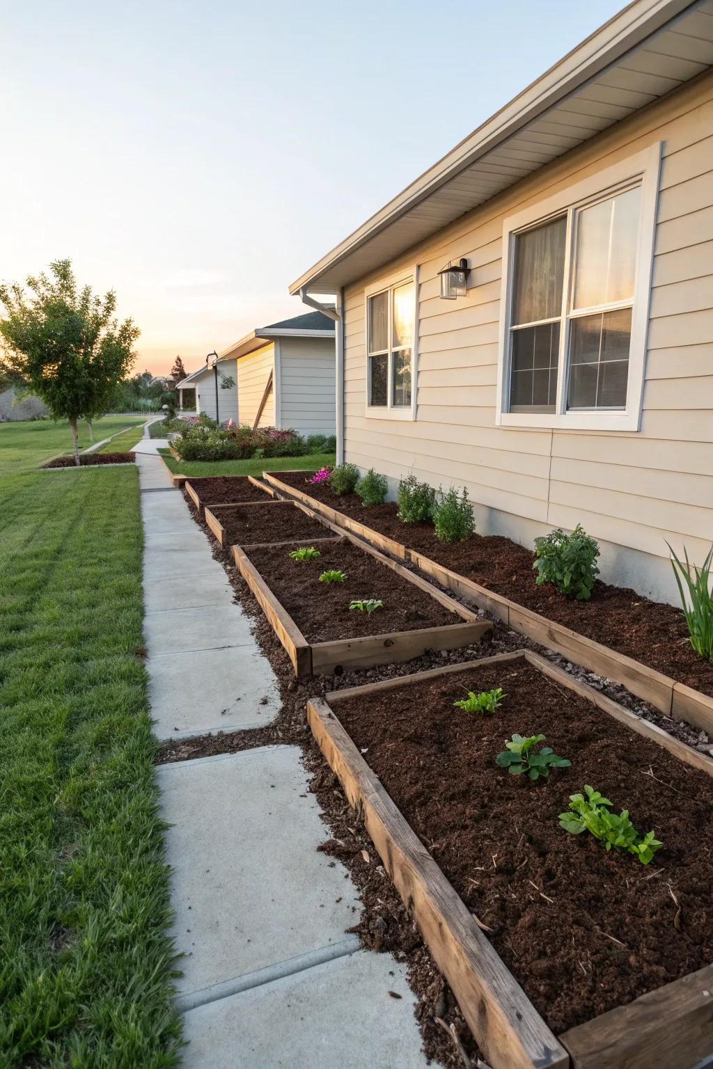 Mulching provides a tidy and beneficial foundation layer.