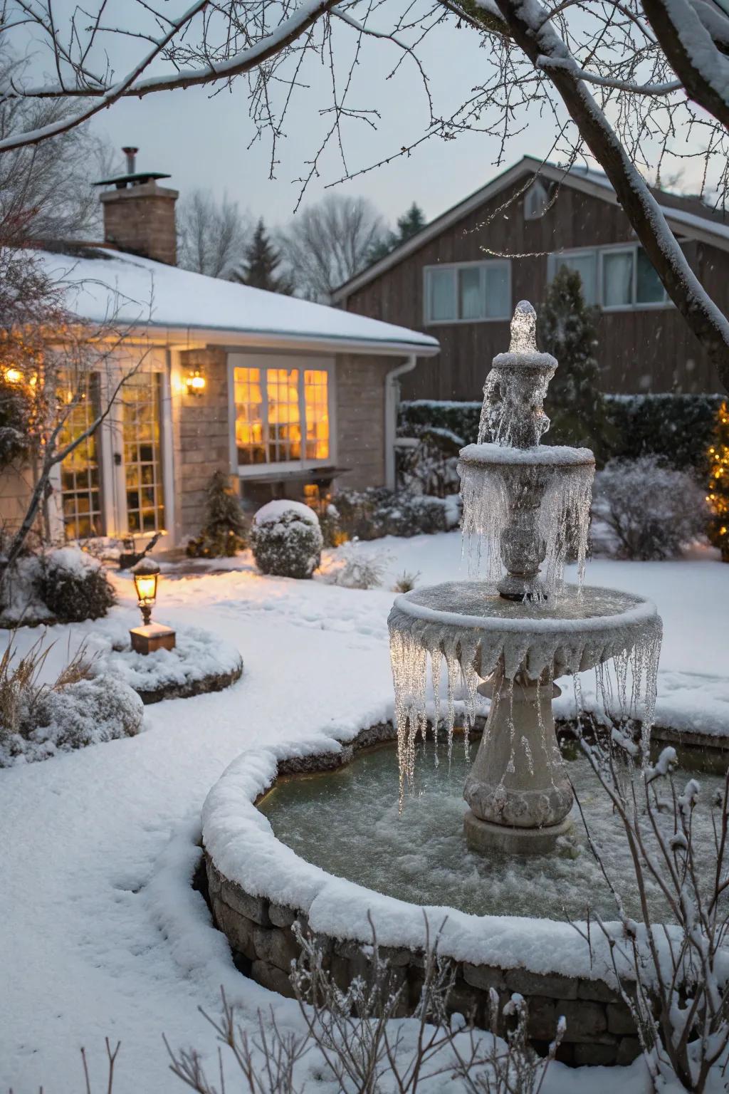 A water feature adds a soothing ambiance to your backyard.