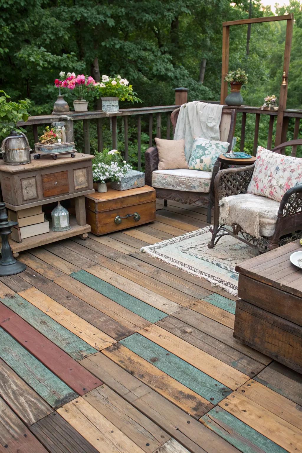 Reclaimed wood panels add rustic charm and history.