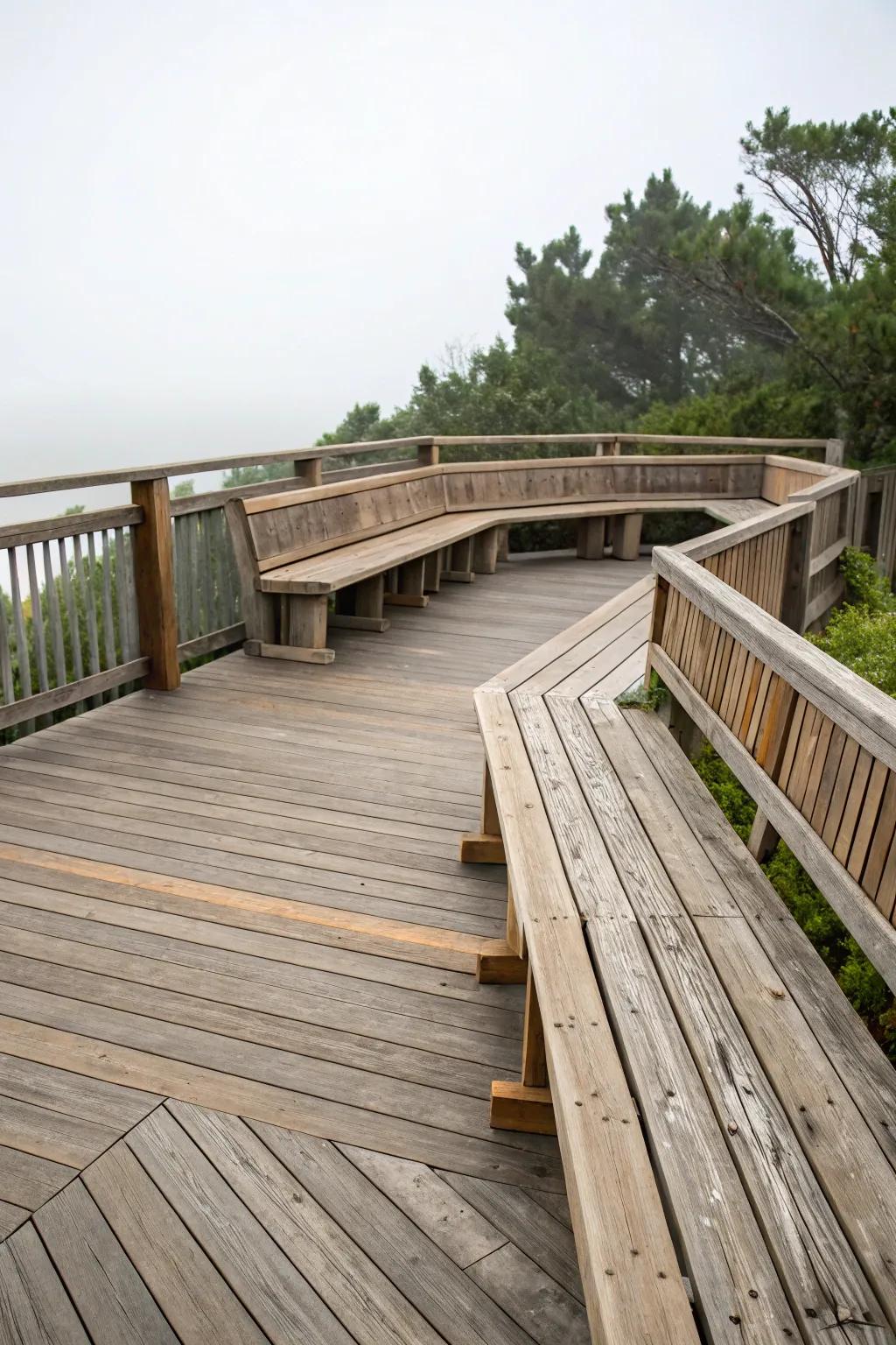 Built-in benches maximize seating and space.