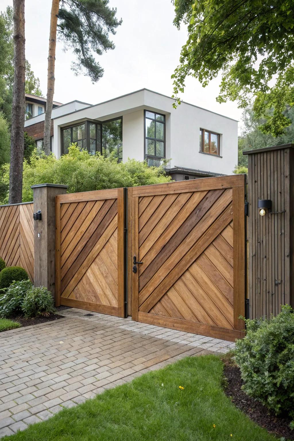 A gate with diagonal planks for a unique twist.