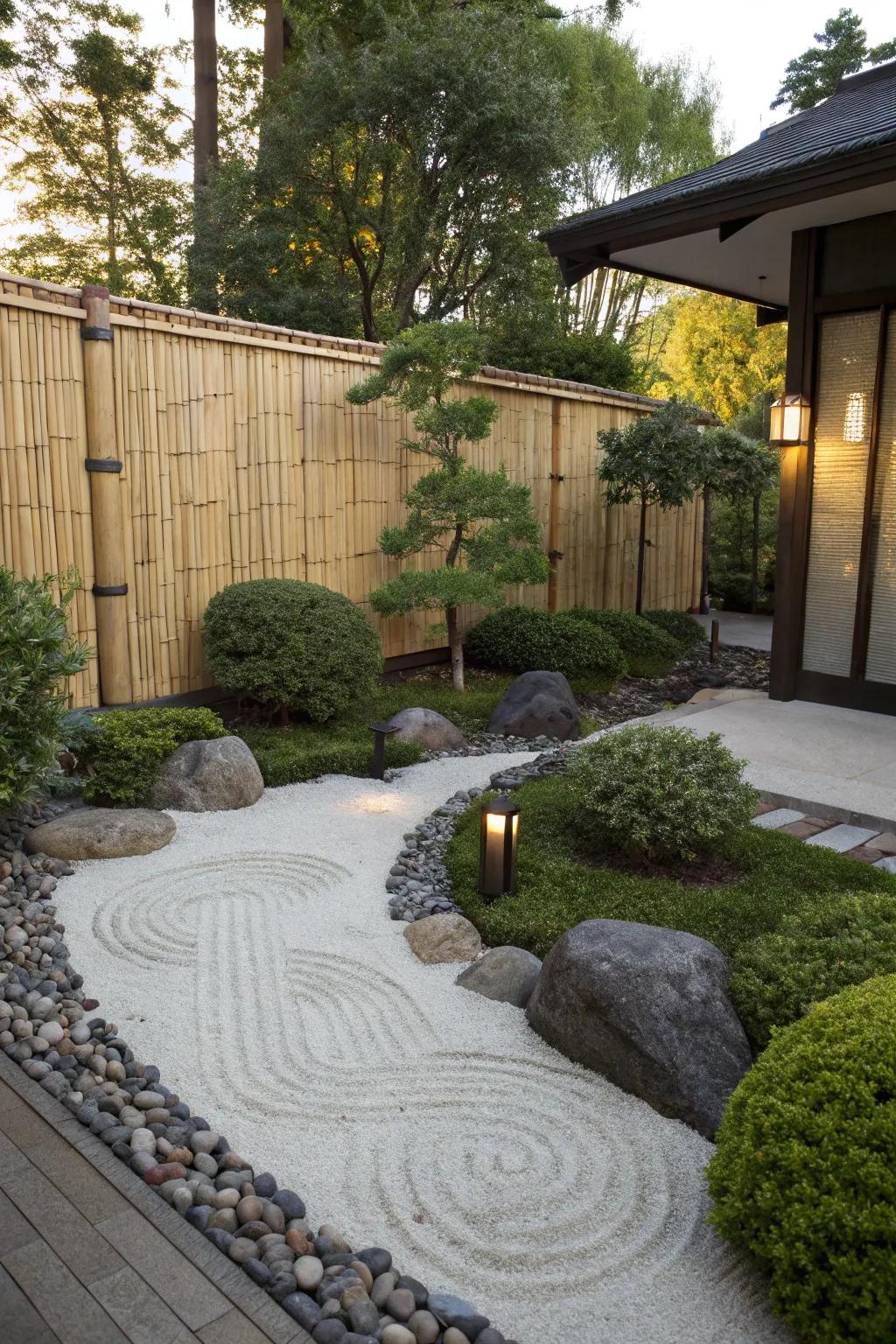 Bamboo screens add natural privacy.
