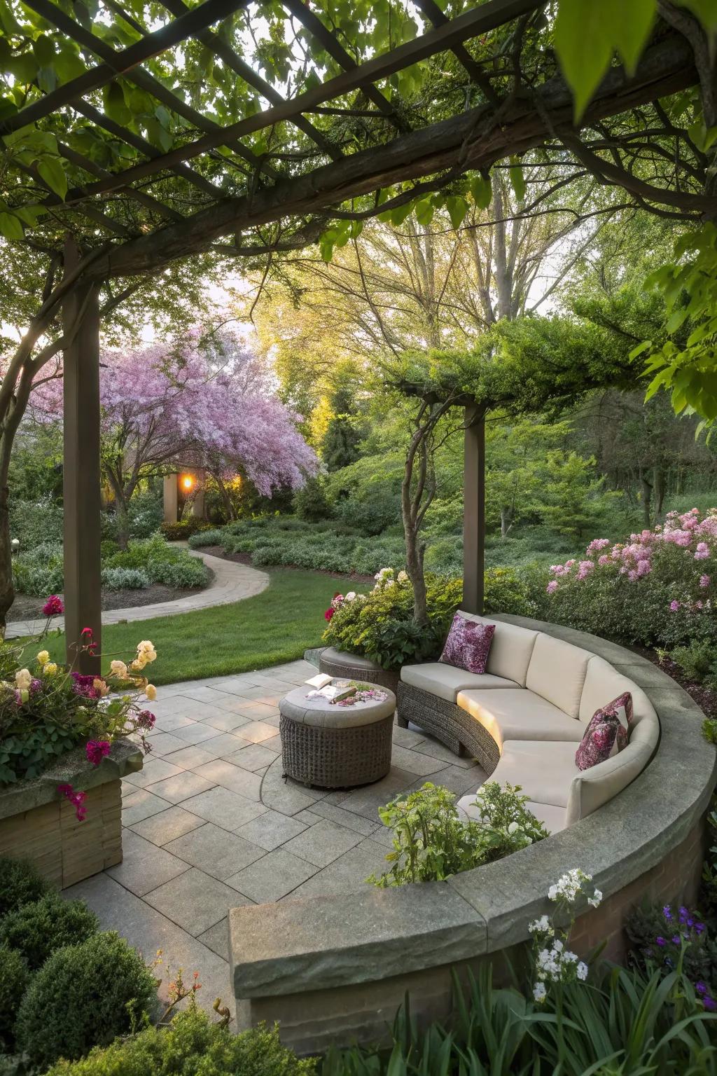 A peaceful meditation nook in a zone 9b garden.