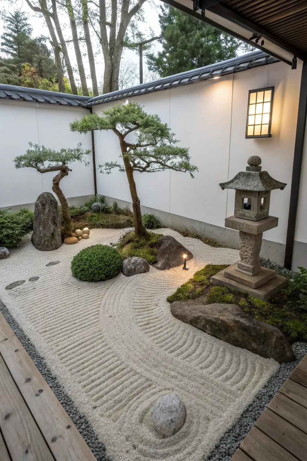 A serene Zen garden corner perfect for relaxation