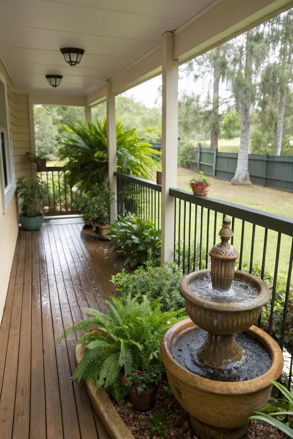 Enhance tranquility with a soothing water feature.