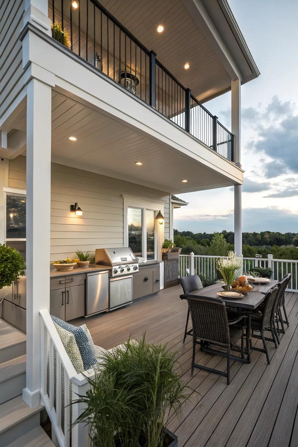 An outdoor kitchen makes this porch a haven for food lovers.
