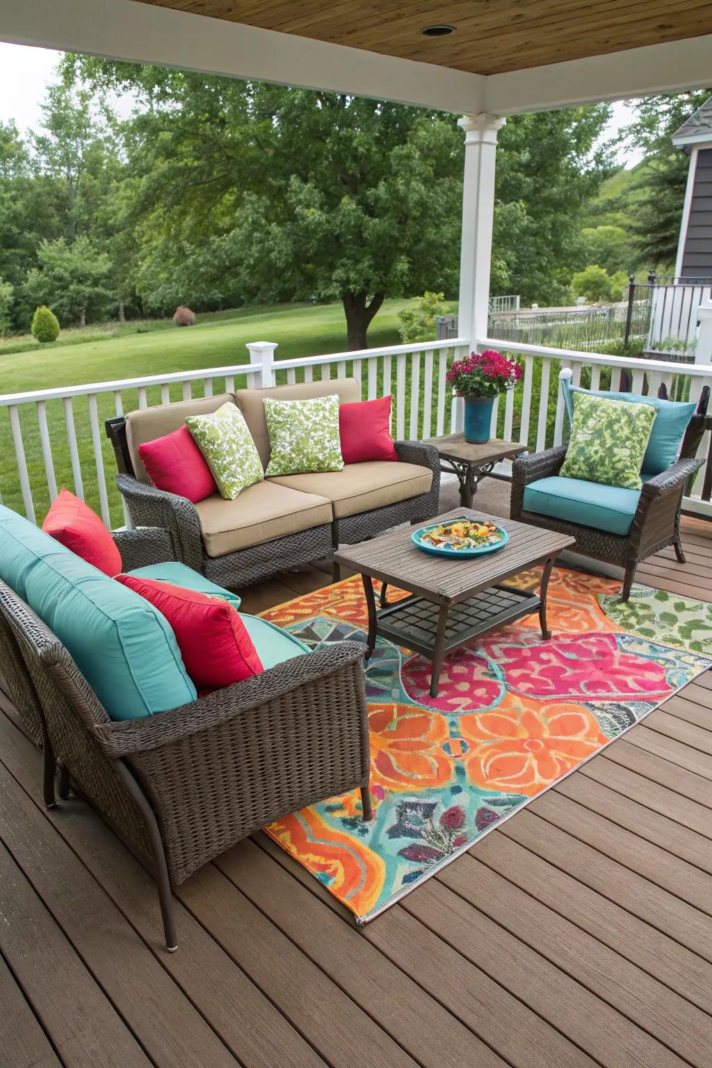 Weather-resistant fabrics ensure style and durability on the deck.