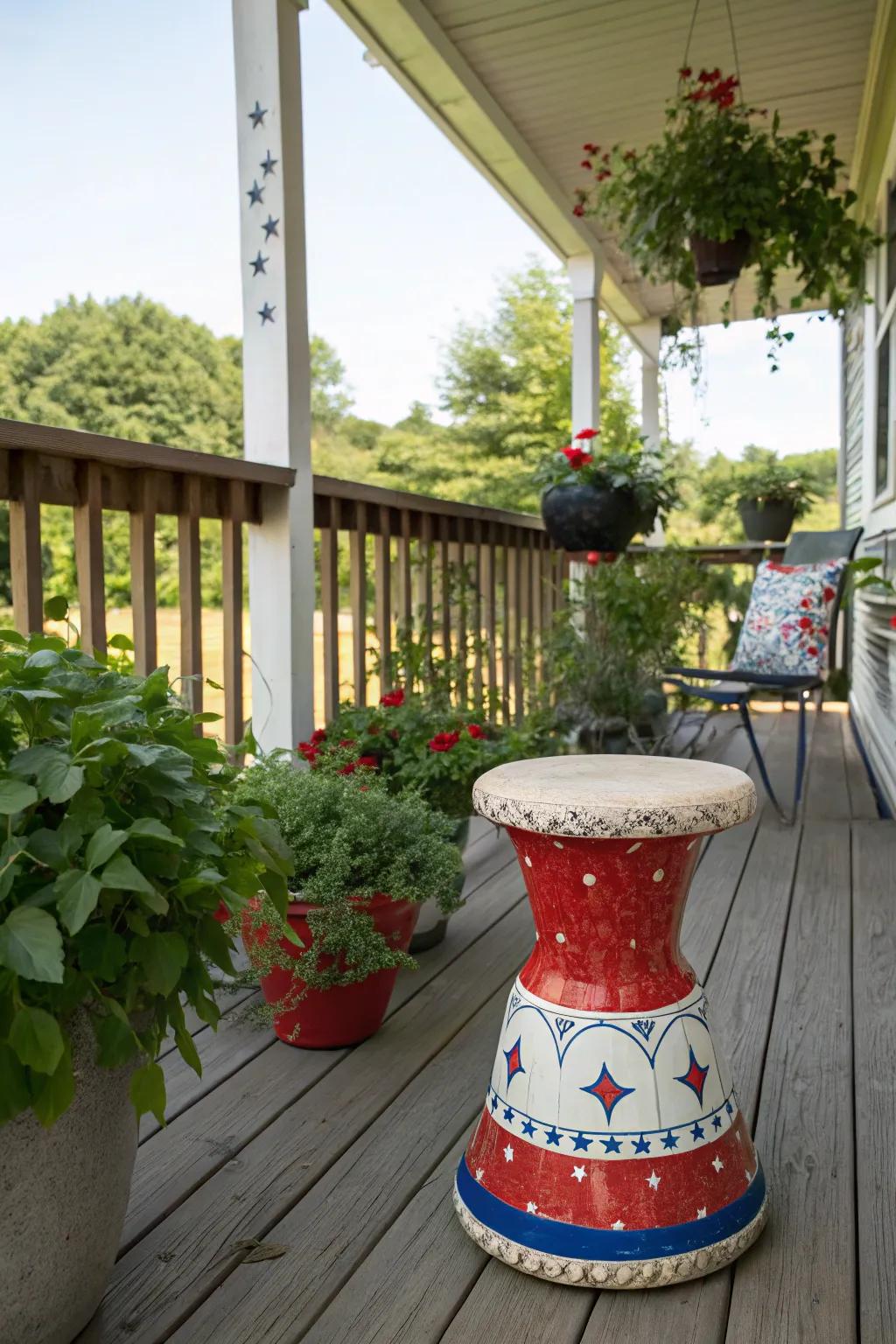 A garden stool adds practicality and style.
