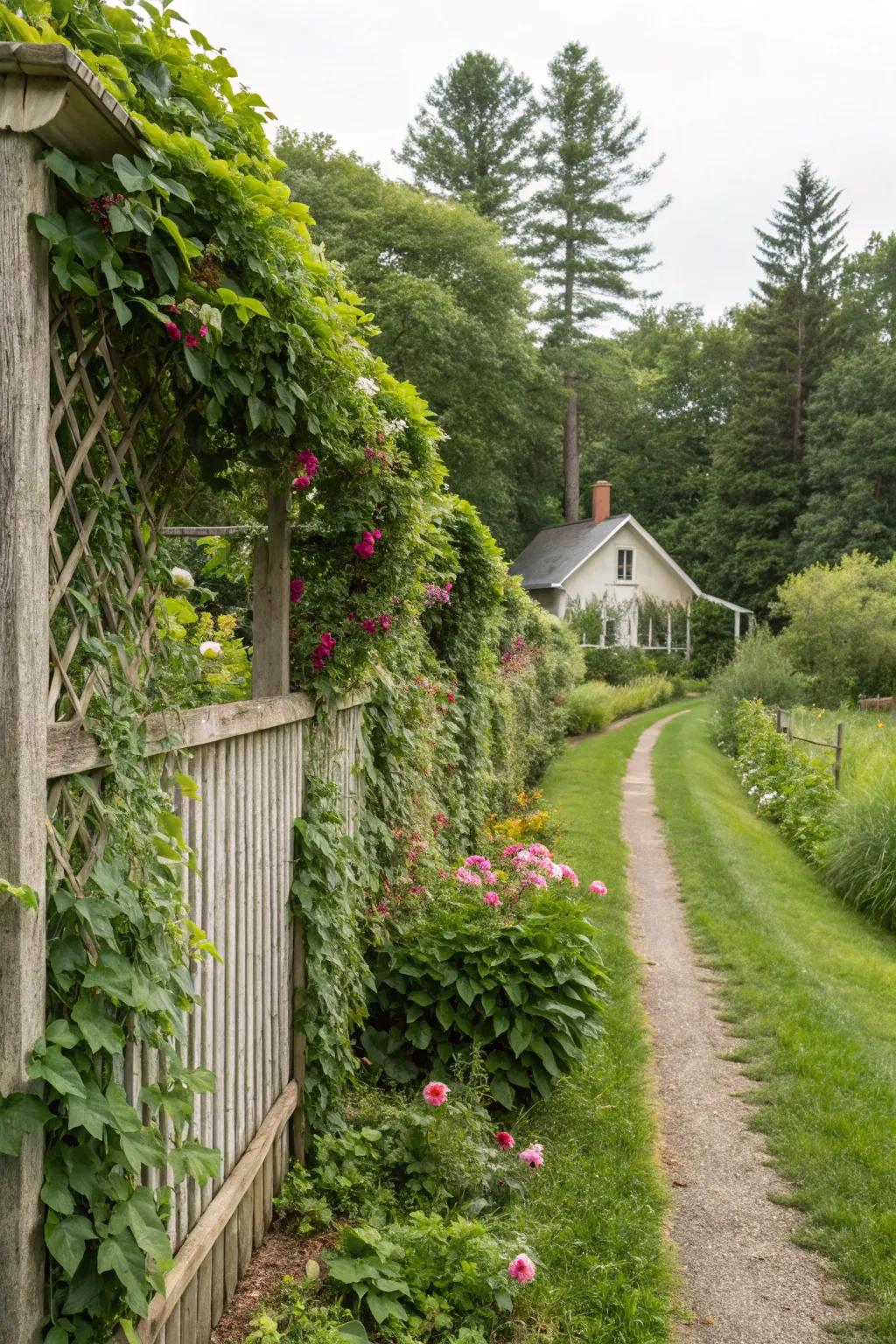 Eco-friendly and lush: green privacy fence.