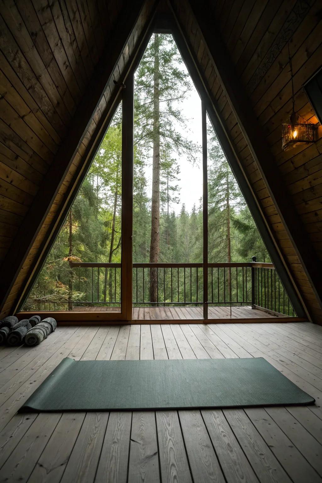 A balcony yoga space offers tranquility and a nature connection.