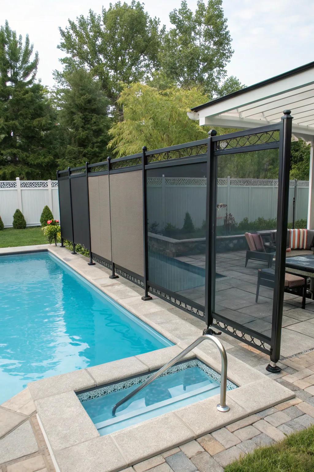 Retractable screens offer flexible privacy solutions.