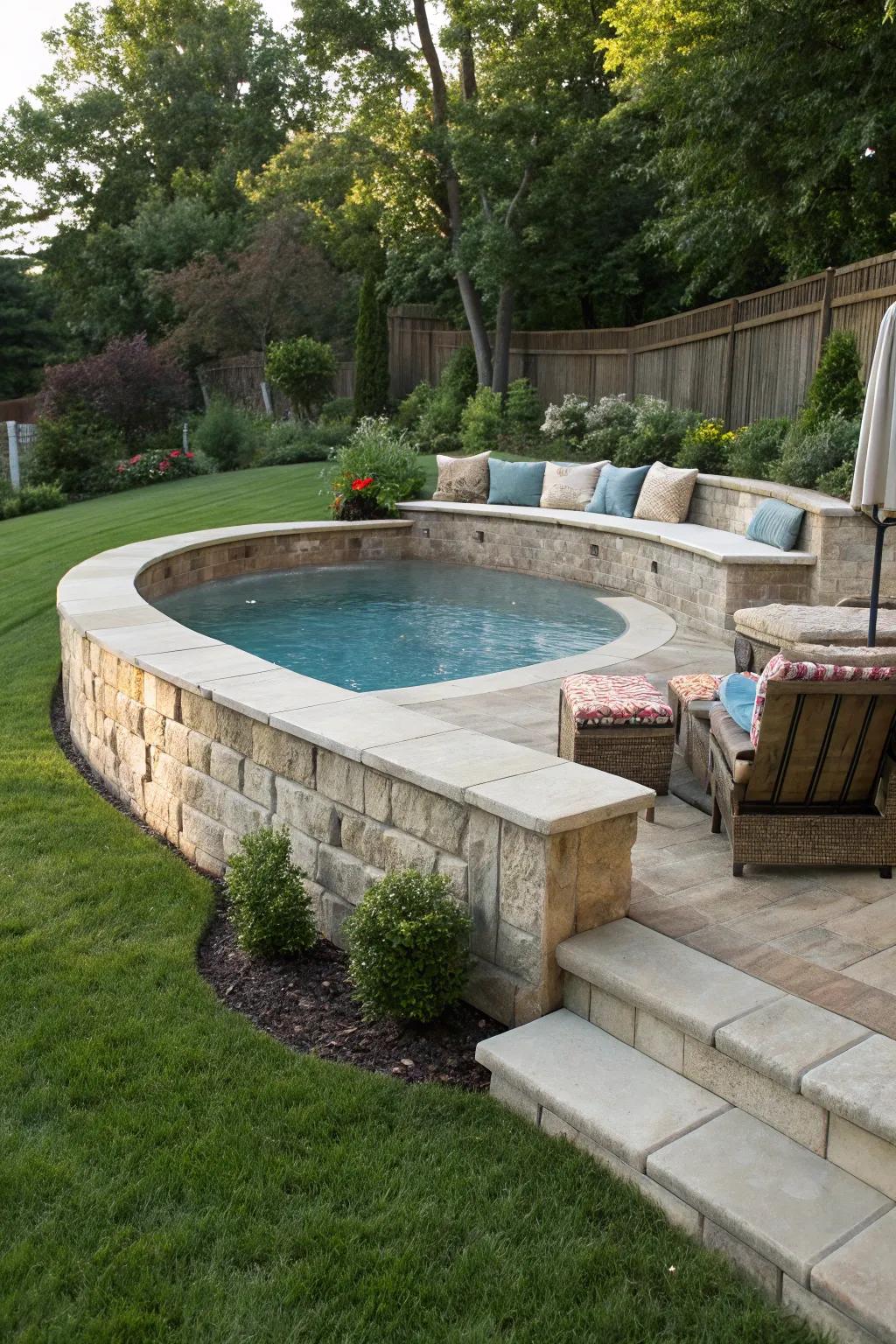 Integrated seating invites conversation and relaxation.