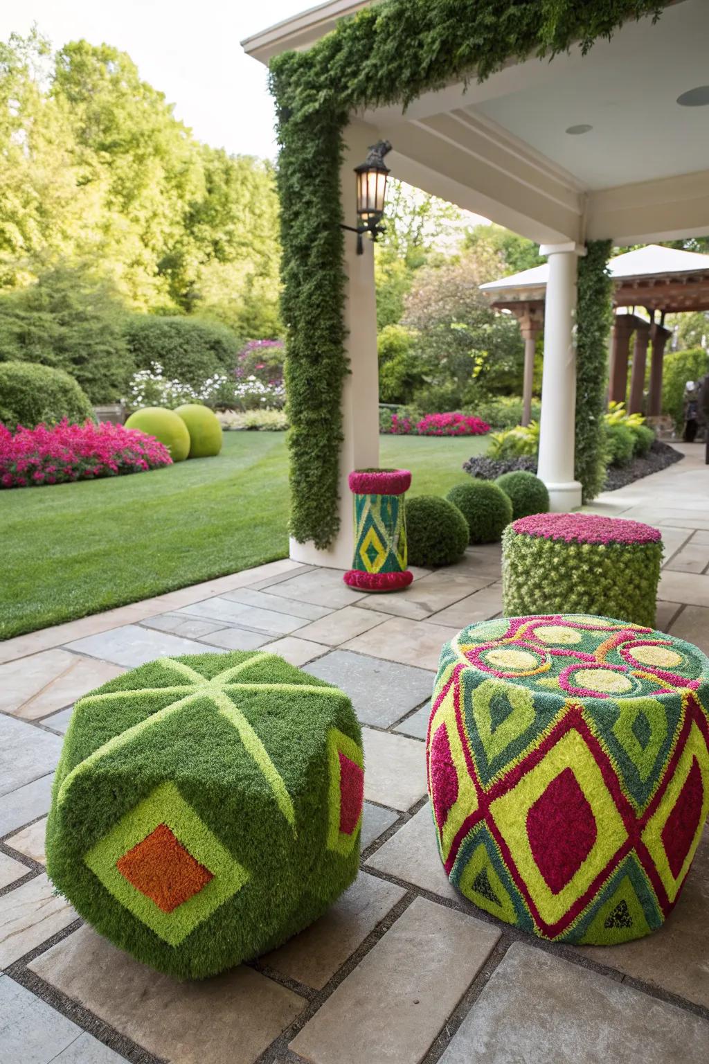 Express your creativity with artistic installations of artificial grass.