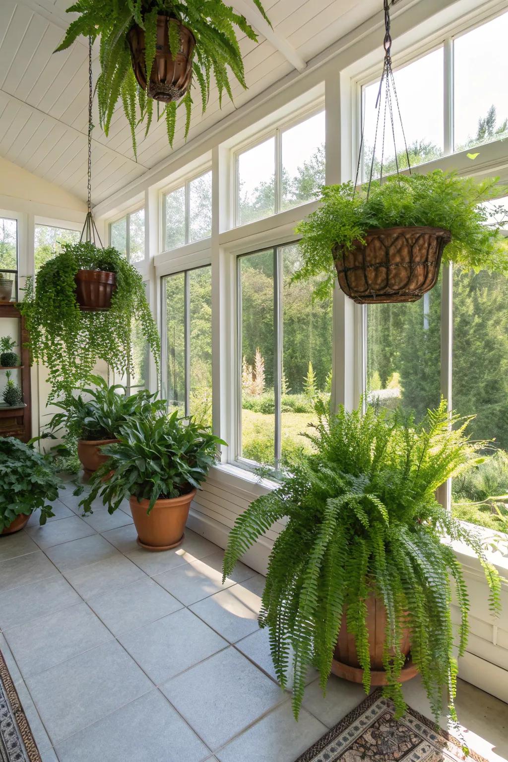 A pet-friendly sunroom with safe plant choices