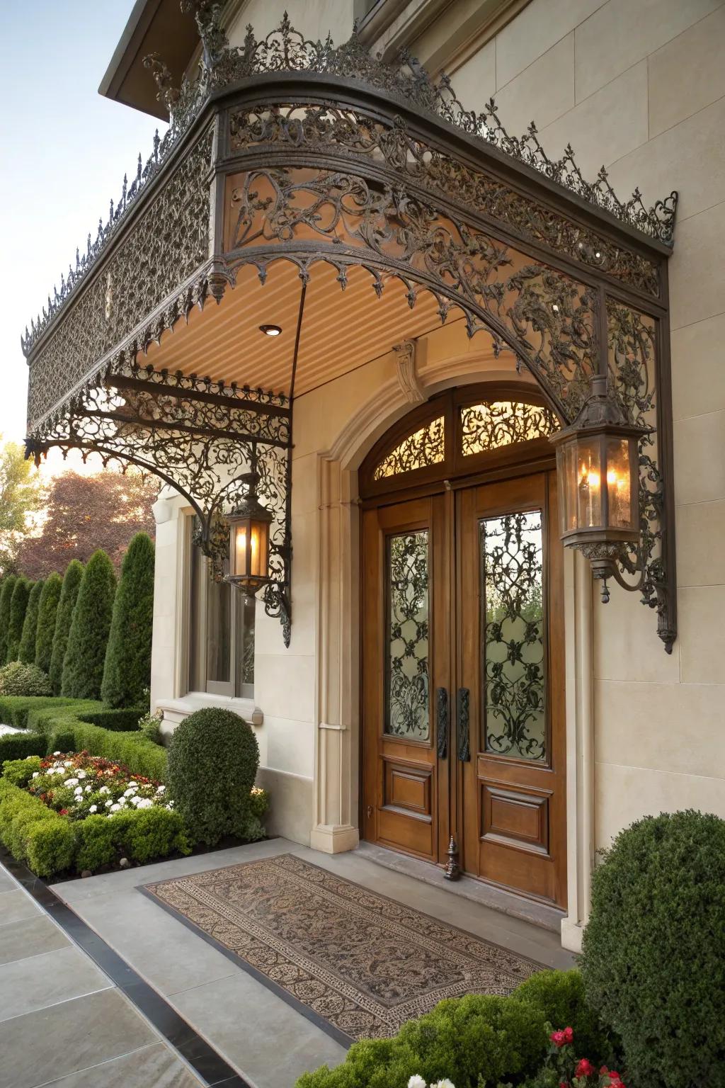 Custom metalwork awnings showcase personal style and artistry.
