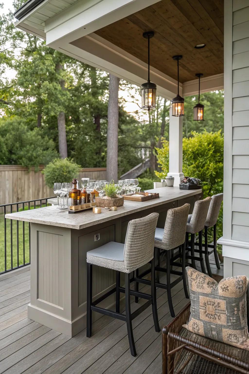 A built-in bar elevates your porch's entertainment potential.