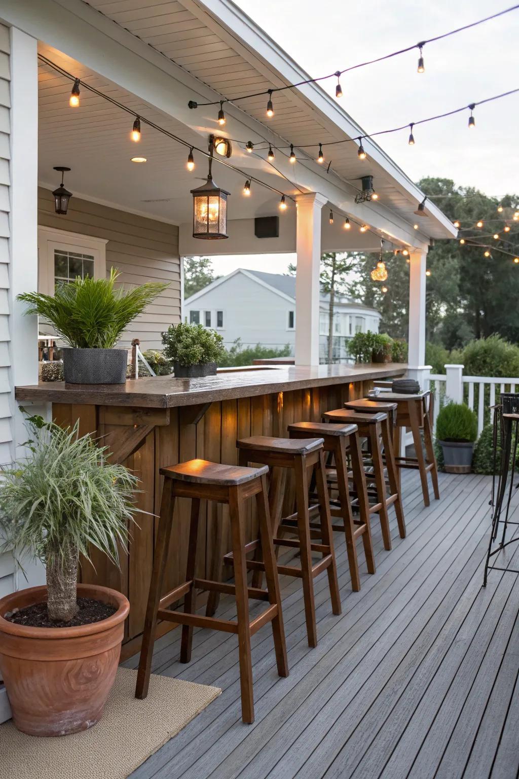 An open-air bar keeps the cook in on the action.