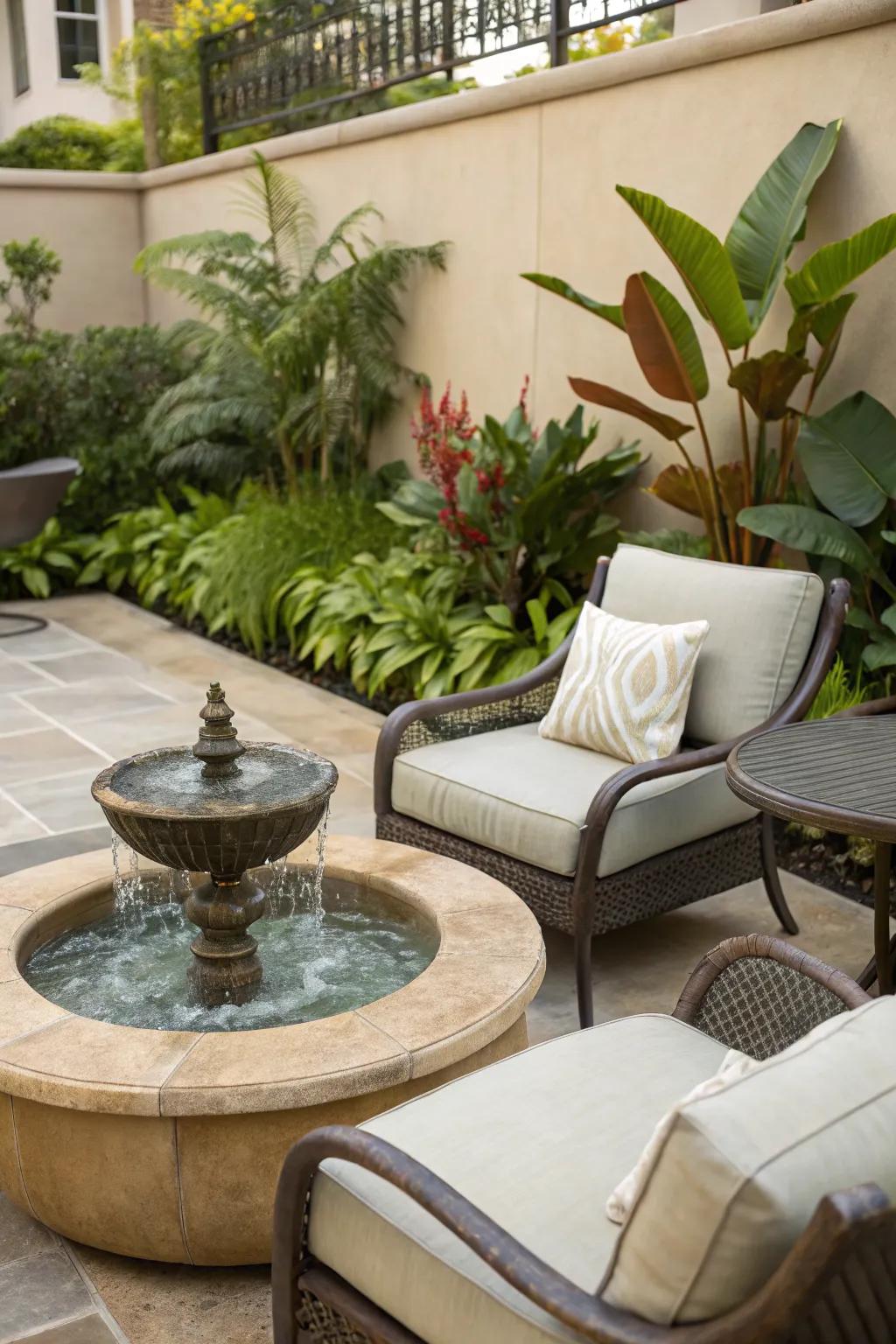 A water feature adds tranquility and elegance to your outdoor space.