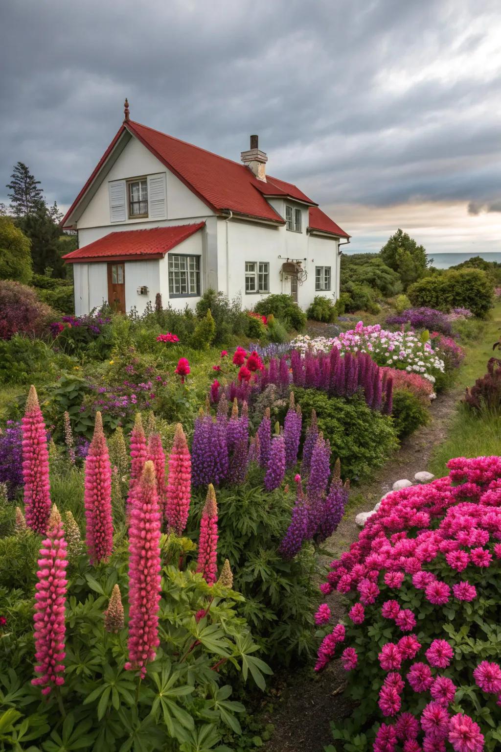 Bold color schemes create eye-catching garden displays.