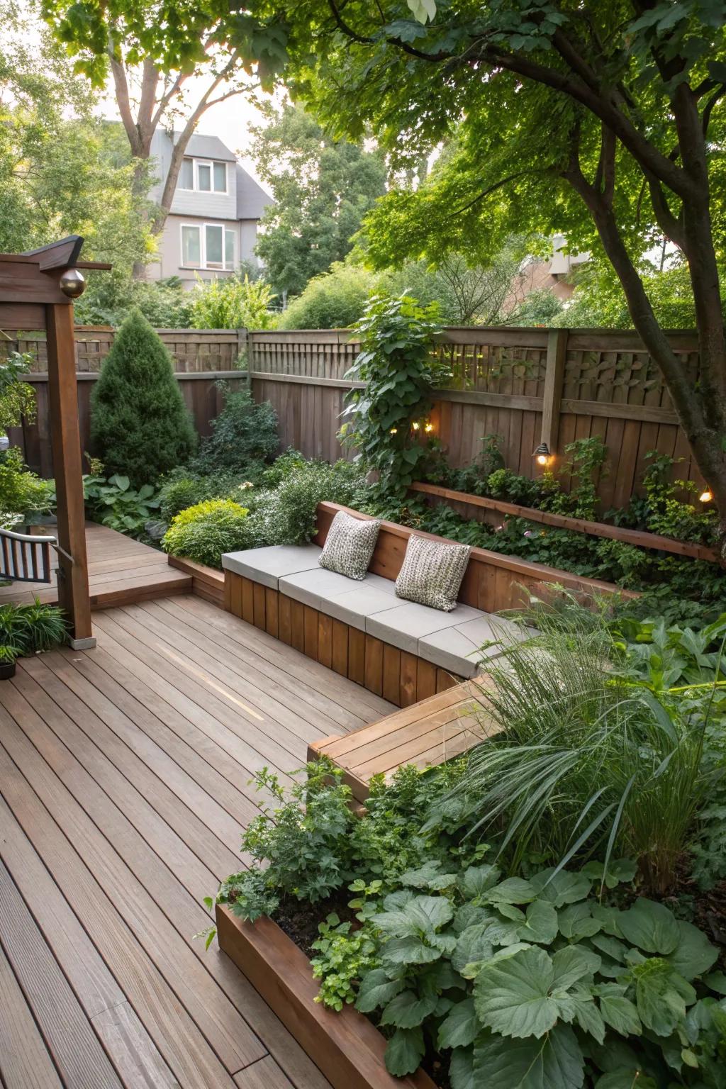 Built-in benches offer stylish and practical seating.