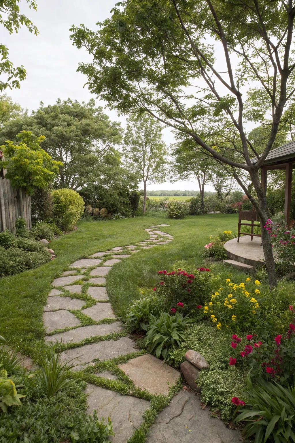 Stone pathways offer a rustic and charming way to navigate your garden.