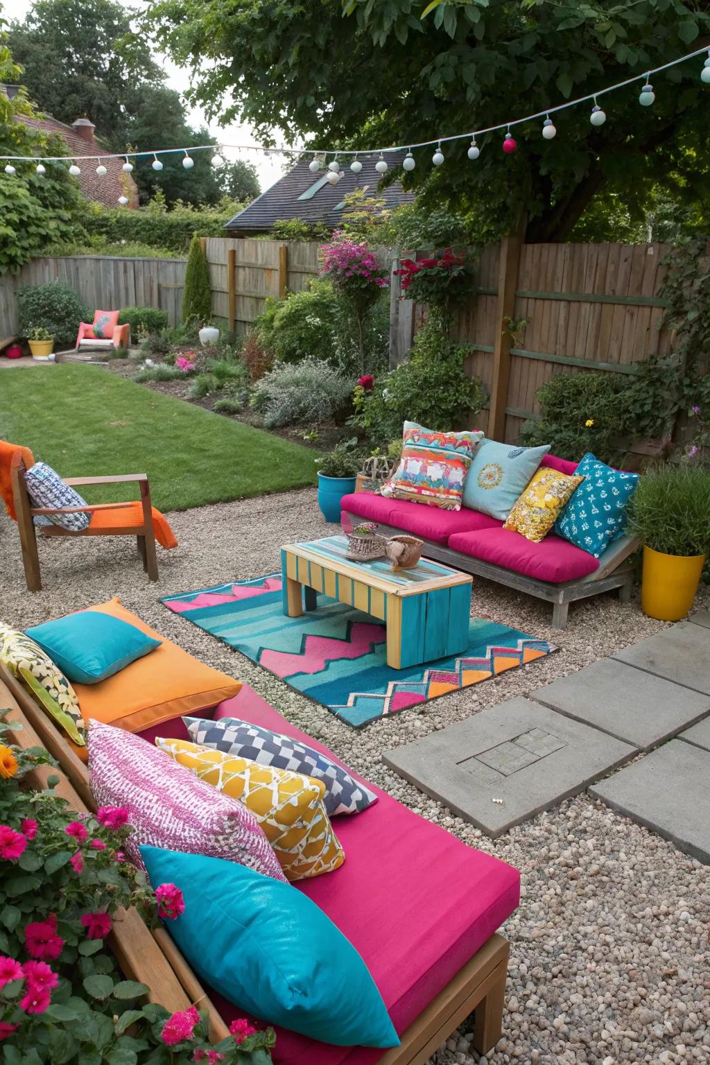 Make your patio pop with bold color accents.