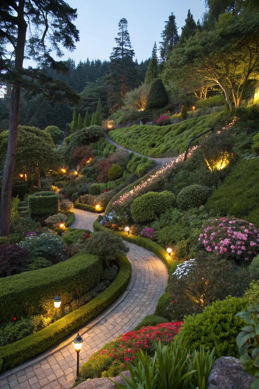 Landscape lighting enhances the beauty of your garden at night.
