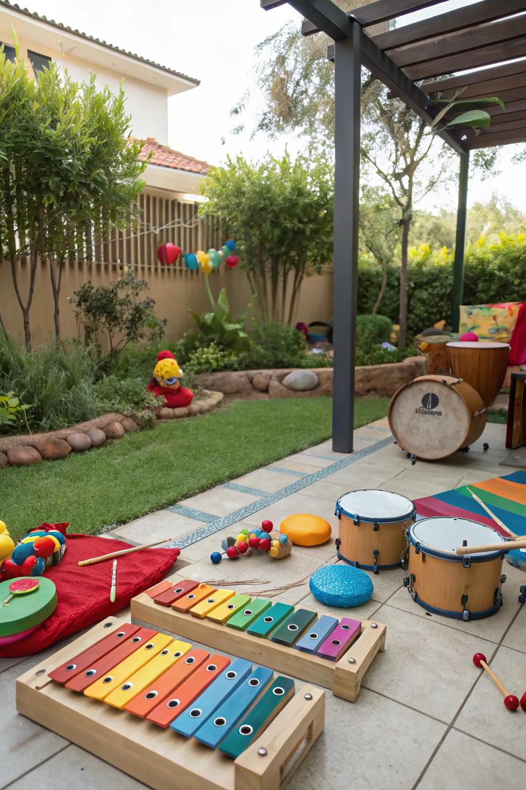 A music zone where toddlers can create their own tunes.