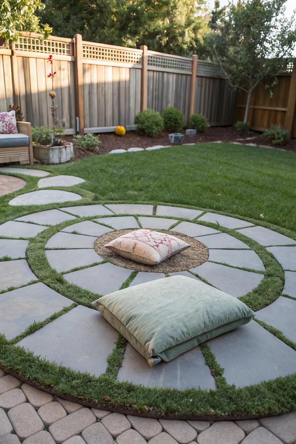 A meditation zone offers tranquility and relaxation in your backyard.