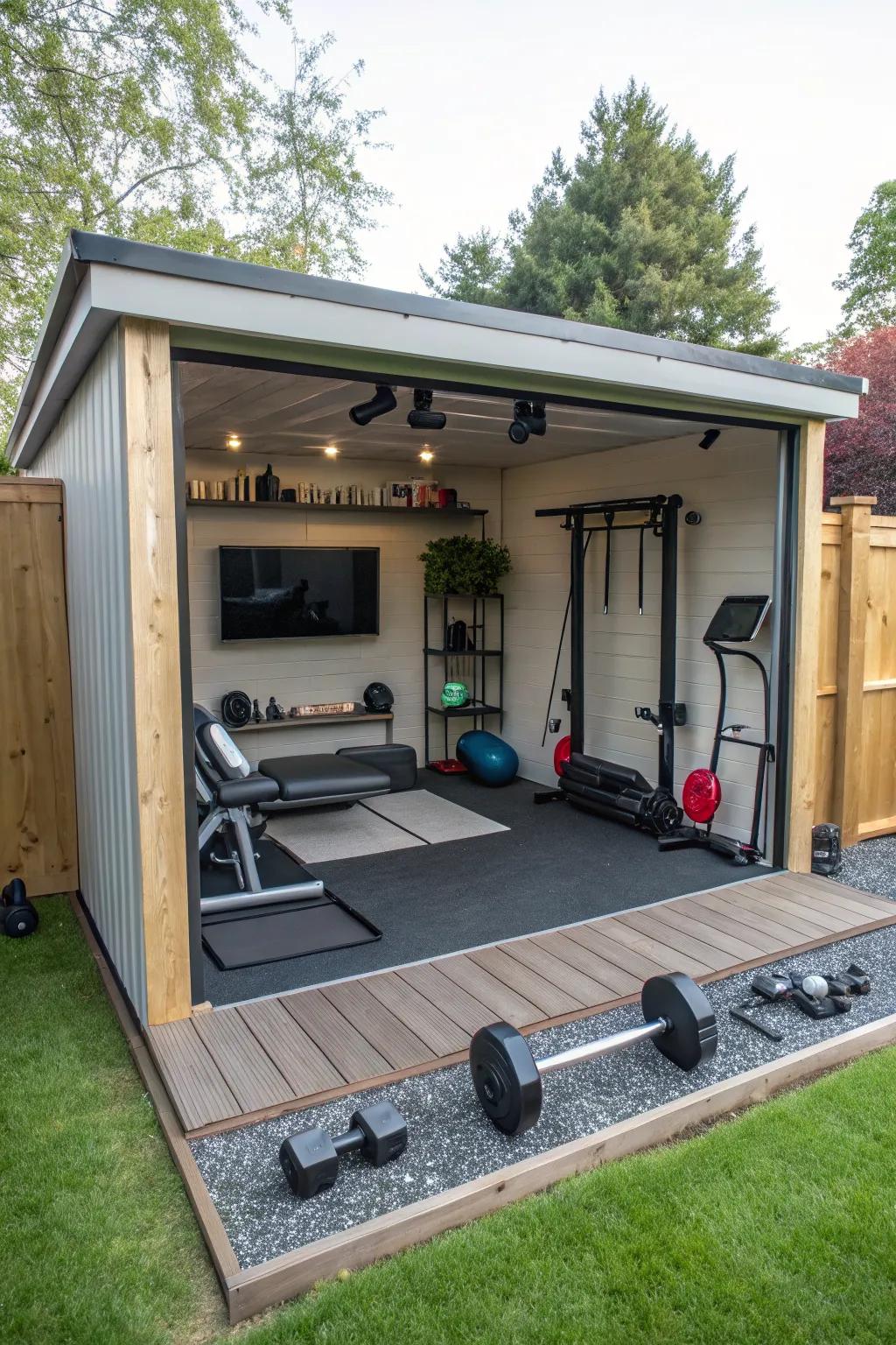 A fitness zone for staying active at home.