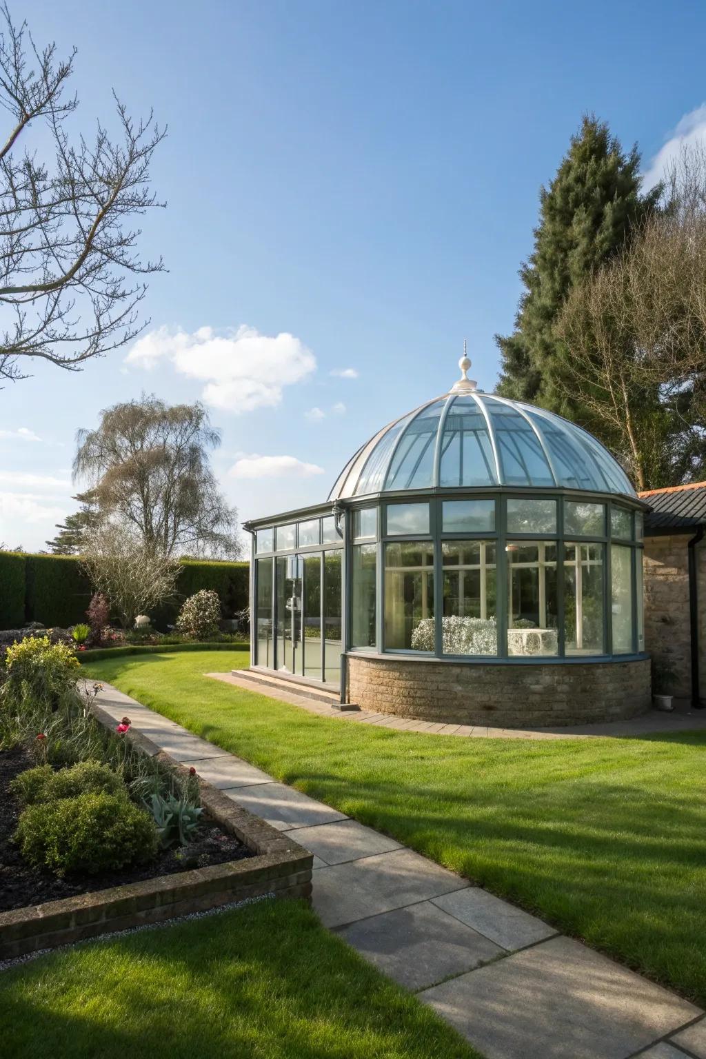 Modern glass observatories blend transparency with style.