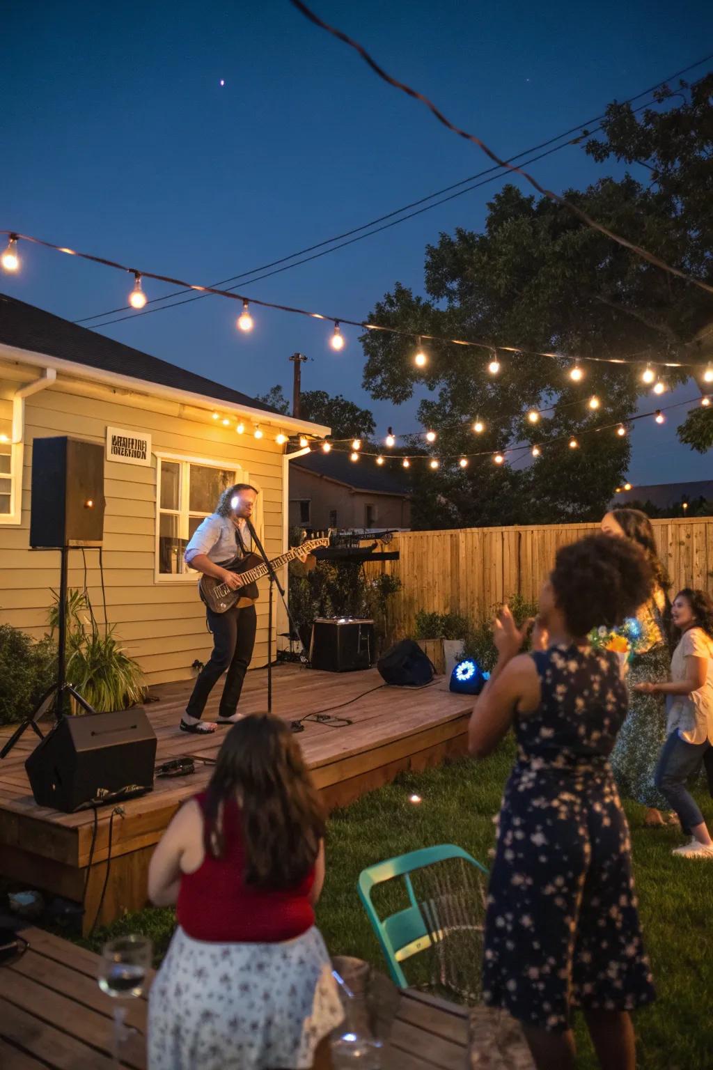 Live music or a DJ brings rhythm and energy to your backyard party.