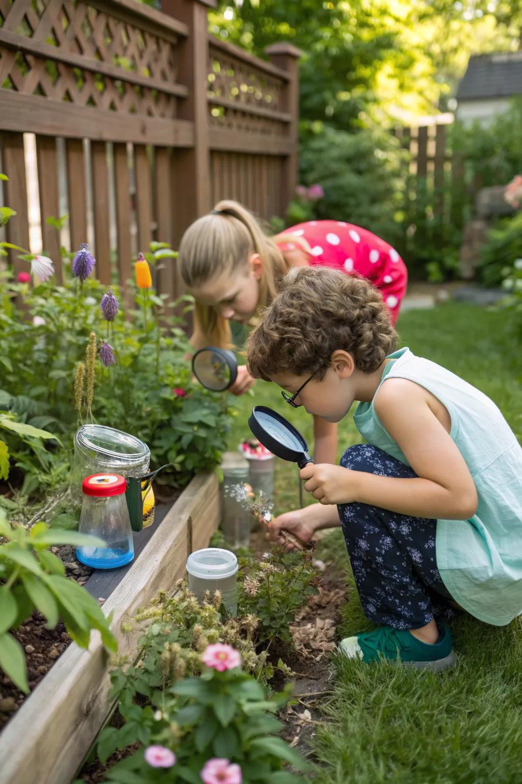 A backyard exploration corner for budding young scientists.